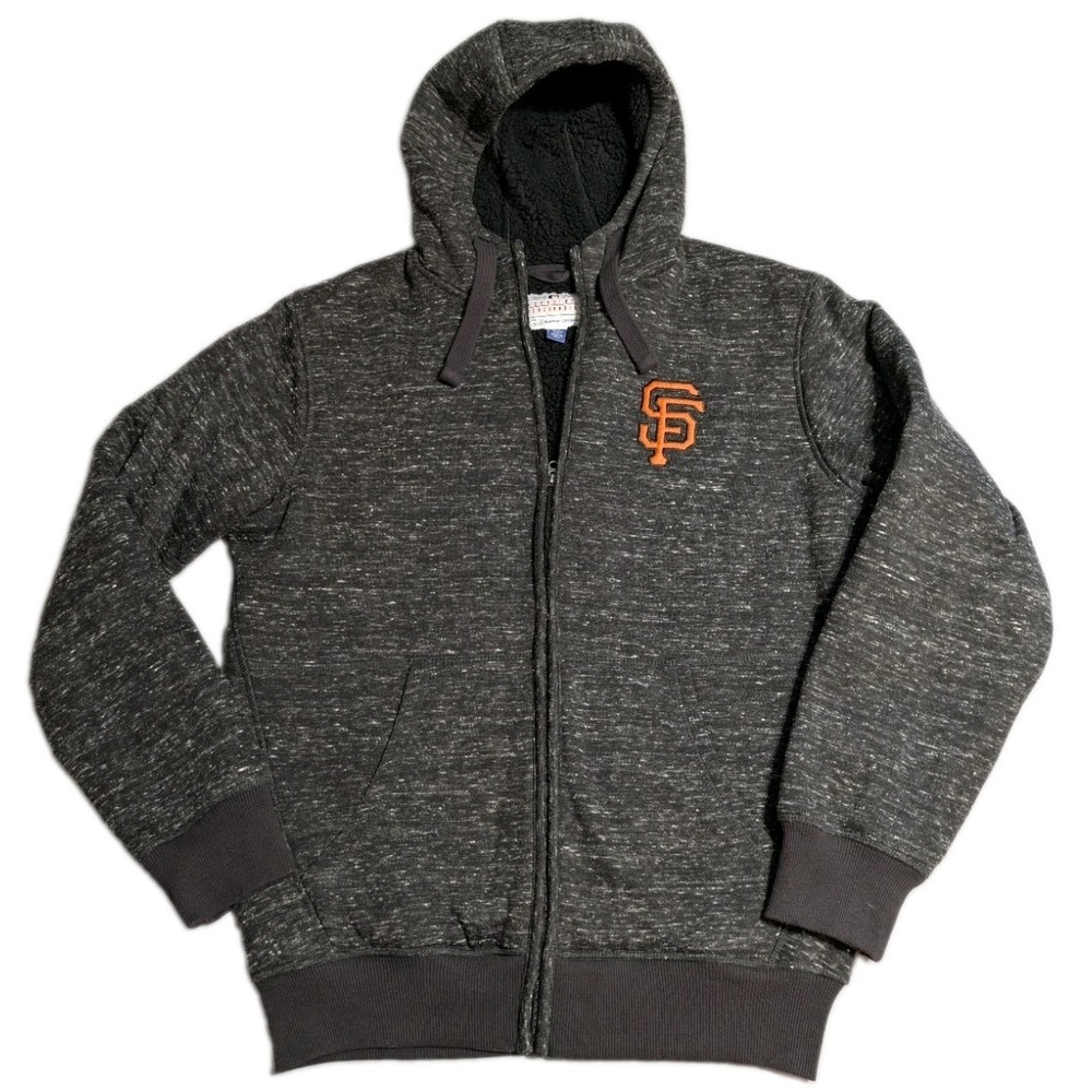 Carl Banks San Francisco Giants Sherpa Lined Full Zip Hoodie Mens‎ M Gray